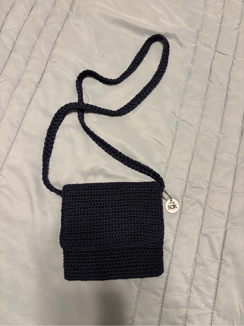 The Sak Navy Blue Crochet Crossbody Shoulder Bag